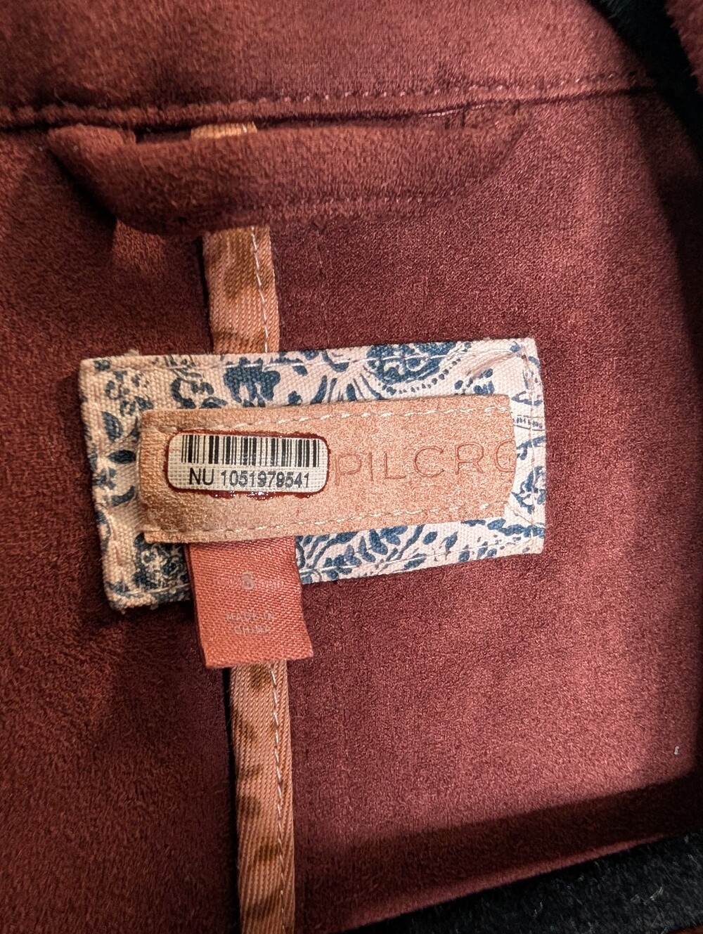 Anthropologie Pilcro Faux Suede Duster Coat Rust Brown Long Utility Jacket - Picture 3 of 6